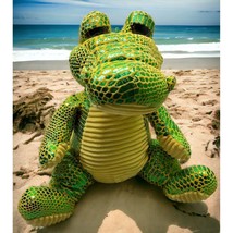 Alligator Stuffed Animal Kellytoy Crocodile Plush Toy Large Green Shiny Scales - £13.55 GBP