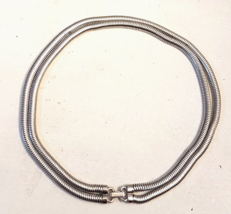 Double Strand Silver Tone Serpentine Snake Chain NECKLACE Fold over clasp - £15.52 GBP