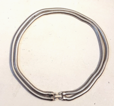 Double Strand Silver Tone Serpentine Snake Chain NECKLACE Fold over clasp - $27.02 CAD