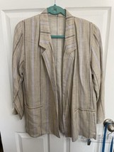 1980’s Linen Blend Blazer Suit Jacket Liz Claiborne Women’s 8P Shoulder Pads VTG - £14.81 GBP