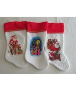 Vtg Lot 3x Felt Christmas Stocking Santa Claus Morgan &amp; Santas Best ~15&quot;... - $390.51 MXN
