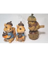 Critters wearing Acorn hats 2 Squirrels and a Bird - £15.80 GBP