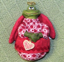 Htf Russ Fairy Frog Angel Kathleen Kelly Figurine Cherub 4.5" Red Cloth Resin - $11.34