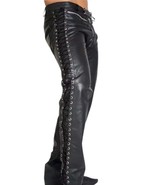 Leather Pant Pants Men&#39;s Real Style Biker Genuine Jeans Motorcycle Lace ... - $203.78 CAD+