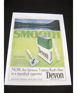 Vintage Devon Menthol 3-Piece Keith Filter Cigarettes Color Advertisement   - $12.99