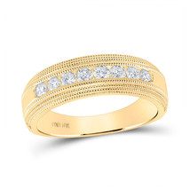 14k Yellow Gold Mens Round Diamond Milgrain Wedding Anniversary Band Ring 1/2 - £791.04 GBP