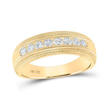 14k Yellow Gold Mens Round Diamond Milgrain Wedding Anniversary Band Ring 1/2 - £792.96 GBP