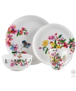 Mikasa Dinnerware Set Multicolor Butterfly Bird Garden 16-Piece Bone China - $114.99