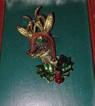 Gerry&#39;s Sgned Rudolph The Red Nose Reindeer Vintage CHRISTMAS Holiday Pin - $25.00