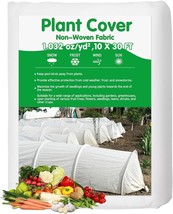Plant Covers Freeze Protection,10Ft x 30Ft(1.032 oz/yd²)Frost Cloth Plant Freeze - £11.32 GBP
