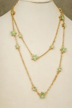 Costume Jewelry COLDWATER CREEK Mint Green Enamel Spring Flower Link Necklace - £19.41 GBP