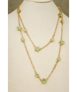 Costume Jewelry COLDWATER CREEK Mint Green Enamel Spring Flower Link Nec... - £19.54 GBP