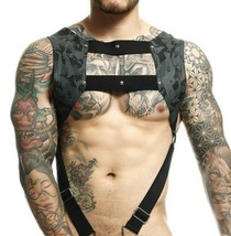 MOB DNGEON Harness Leather-Look CropTop With C-Ring Harness Midnight DMB... - £39.03 GBP