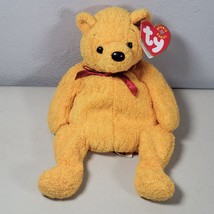 TY Original Beanie Babies Poopsie Gold Bear With Red Ribbon 8”With Tags - $9.85