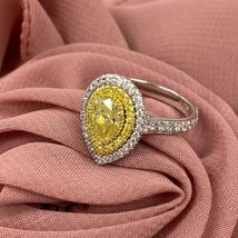 GIA 2.04 TCW Natural Fancy Yellow Pear Diamond Ring 18k White Gold - £6,429.95 GBP