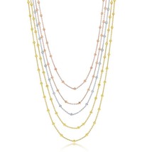 Sterling Silver Tri Color Multi Strand Beaded Necklace - £169.64 GBP