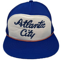 Vintage Atlantic City Hat Cap Snap Back Blue Mesh Trucker Orange Rope One Size - £15.49 GBP
