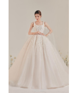 Elegant Ball Gown Wedding Dress Square Neckline &amp; Strap in Ivory Floral ... - $559.00