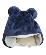 Baby Hat Blue Velour Fleece With Ears Winter Head Warm Protection - $4.32