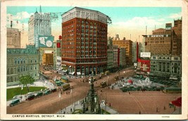 Vtg Cartolina 1933 Detroit Michigan - Campus Meritus Street Vista Auto - £3.79 GBP