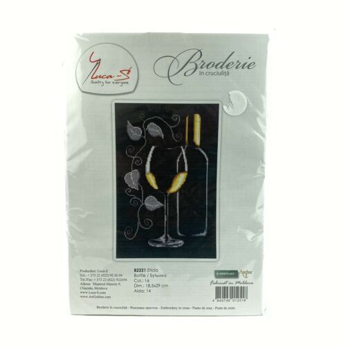 Luca-S Counted Cross Stitch Kit "Bottle of White Wine" 18.5cm x 29cm Moldova  - $24.49