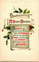 Vtg Postcard 1911 Winsch Christmas Greetings Joyous Christmas Poem Scroll Unp - £6.16 GBP
