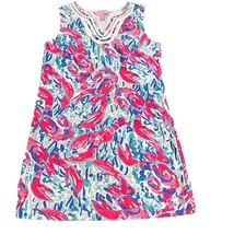 Lilly Pulitzer Girls Cosmic Coral Cracked Up Harper Shift Dress Large 8-10 - £33.99 GBP