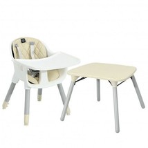 4-in-1 Baby Convertible Toddler Table Chair Set with PU Cushion-Beige - ... - $160.54