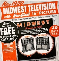 1949 Midwest Radio 1950 Television 16&quot; Advertisement Vintage Electronics... - $19.99