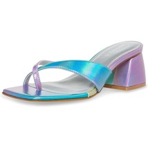 Madden Girl Women Block Heel Thong Sandals Cherrie Size US 9.5 Pastel Multi Met - £33.96 GBP