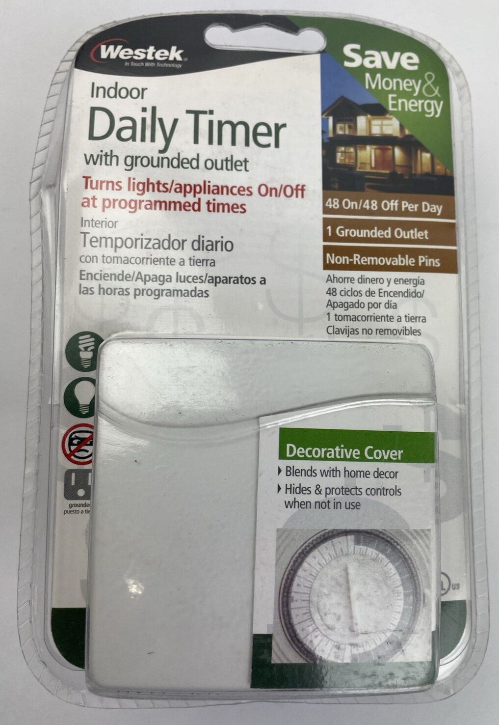 Westek Indoor Daily Timer with Grounded Outlet - White - Money / Energy ... - $9.79