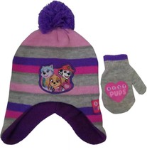 Paw Patrol Girls Hat And Mitten Gloves Set Winter Nickelodeon Fun New With Tags - £11.06 GBP