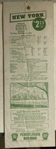 PENNSYLVANIA RAILROAD vintage 1937 5-1/2&quot; x 16&quot; broadsheet with schedule - £19.46 GBP