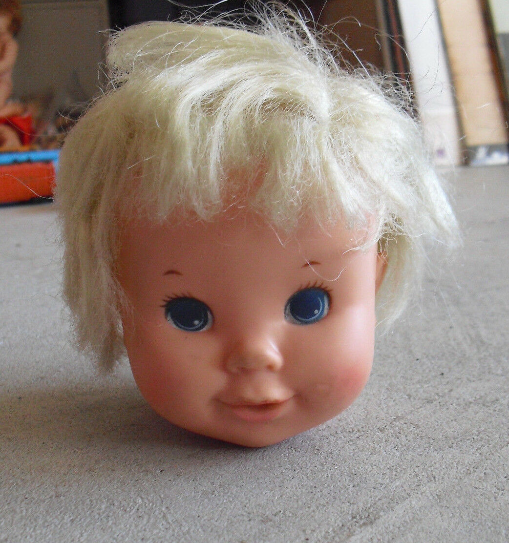 Vintage 1976 Ideal Vinyl Blonde Girl Doll Head 4 1/4" Tall LOOK - $21.78