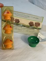 Avon Natures Fresh Petite 3 Mushroom Candles &amp; Holder 1983 Maple Spice S... - $8.99