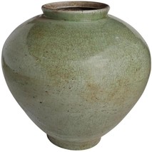 Jar Vase Cone Large Celadon Crackled Green Ceramic Handmade Hand-Cr - $569.00