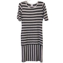 Lularoe Womens Julia Black Gray Striped Fitted Half Sleeve Dress, Size Medium - £4.78 GBP