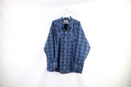 Vintage 90s Streetwear Mens XL Western Rodeo Pearl Snap Button Shirt Blue Plaid - £34.75 GBP