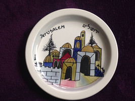 Jerusalem Hebrew Hand Painted Israel 9 1/4&quot; Decorative Display Plate - $24.97