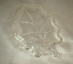Fall Leaf Shaped Butter Pat Dish Clear Pressed Glass Unknown Maker - $9.89