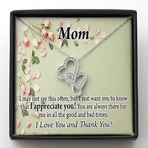 to Mom, Appreciate You Double Hearts Necklace Message Card from Son Daughter Gif - £52.06 GBP