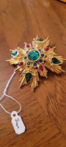 Joan Rivers Maltese Cross Simulated Emerald,Red,Blue Crystals Pin Brooch... - $116.88