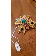 Joan Rivers Maltese Cross Simulated Emerald,Red,Blue Crystals Pin Brooch... - $116.88
