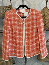 ESCADA Coral &amp; Ivory Cotton Blend Knit Zip Front Blazer/Jacket  Sz 40/US10 $1350 - £355.58 GBP