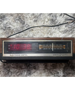 Vintage 80&#39;s GE General Electric Digital Walnut Grain Alarm Clock Radio ... - $26.25
