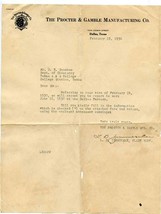 1930 Proctor &amp; Gamble Manufacturing Job Start Letter &amp; Dinner Invitation Card - £37.54 GBP