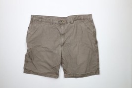 Vintage Carhartt Mens Size 50 Distressed Spell Out Above Knee Shorts Light Brown - £35.01 GBP