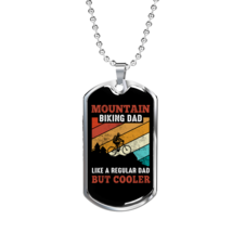 Mountain Biking Dad Cycling Necklace Stainless Steel or 18k Gold Dog Tag 24&quot; - £37.06 GBP+