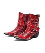 Golden Spiked Leather Chelsea Boots Fashionista shoes - $119.99