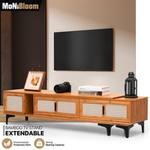 Bamboo Adjustable TV Stand Up to 50&quot; Media Entertainment Center Storage ... - £72.70 GBP